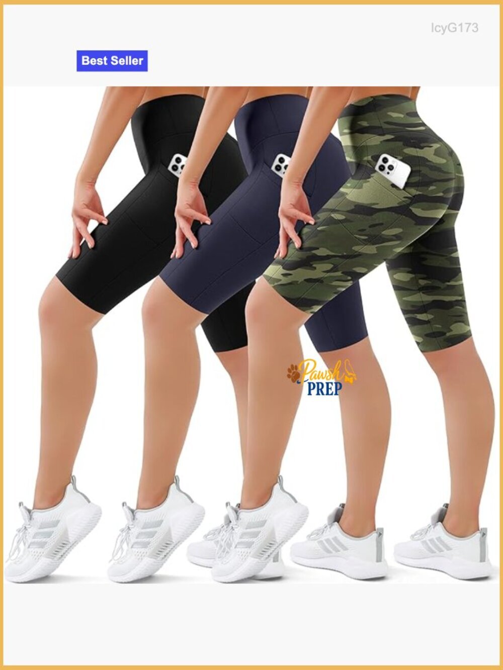 3 Pack High Waist Tummy Control Biker Shorts with Pockets